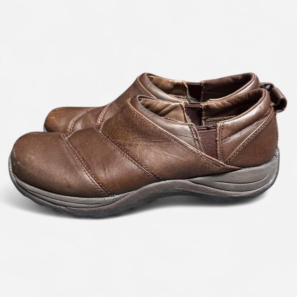 L.L. Bean Brown Leather Comfort Moc Slip-On Clogs Women's Size 10M